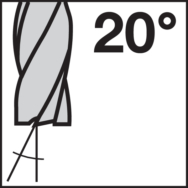 Spiralwinkel (Spanwinkel): 20
