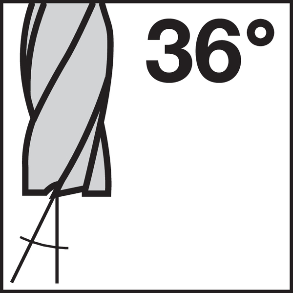 Spiralwinkel (Spanwinkel): 36
